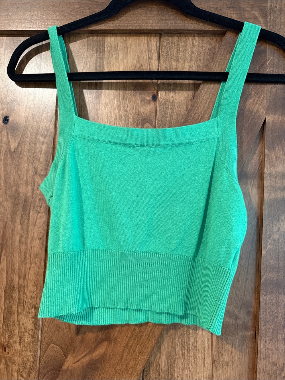 Garage green knit cropped tank top